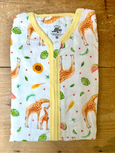 Load image into Gallery viewer, Super soft summer baby sleeping bag of bamboo textile with a giraffe print
