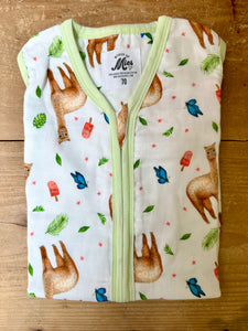 Super soft summer baby sleeping bag of bamboo textile with alpaca print