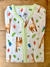 Load image into Gallery viewer, Super soft summer baby sleeping bag of bamboo textile with alpaca print
