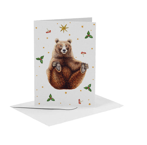kerstkaarten Mies to Go kerstgroet kerst kerstmis beer handgeschilderd aquarelvrolijke kerstkaart met beer