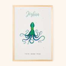 Lade das Bild in den Galerie-Viewer, Geboorteposter octopus - gepersonaliseerd - A3
