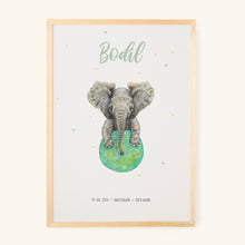 Afbeelding in Gallery-weergave laden, Geboorteposter olifant - gepersonaliseerd - A3
