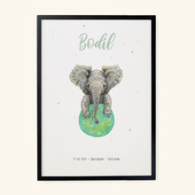 Afbeelding in Gallery-weergave laden, Geboorteposter olifant - gepersonaliseerd - A3
