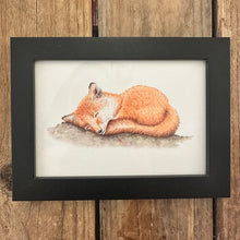 Afbeelding in Gallery-weergave laden, Zwart houten A6 lijstje met vos art print
