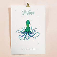 Lade das Bild in den Galerie-Viewer, Geboorteposter octopus - gepersonaliseerd - A3
