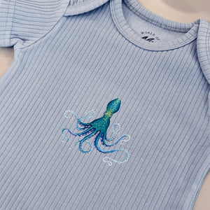 Baby romper soft blue octopus shortsleeve