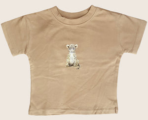 Baby t-shirt beige luipaard shortsleeve