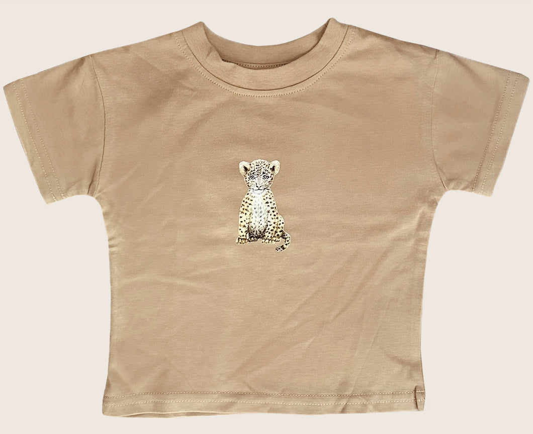 Baby t-shirt beige luipaard shortsleeve