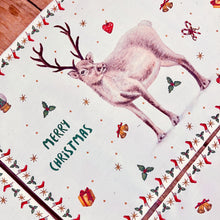 Lade das Bild in den Galerie-Viewer, kerstmis kersttafel kerstdecoratie kerstdiner placemat kerstplacemat textiel handgeschilderd design aquarel Mies to Go rendier
